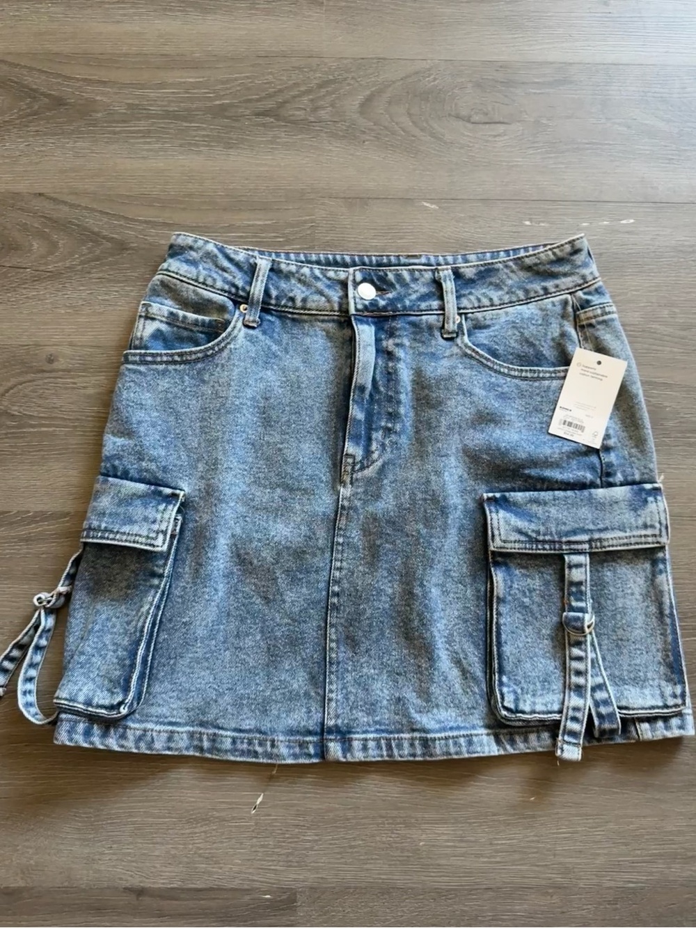 SO Medium Blue Cargo Denim Mini Skirt